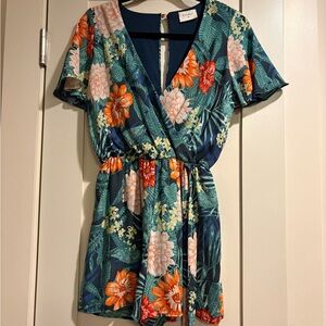 Everly Floral Wrap Romper Size S